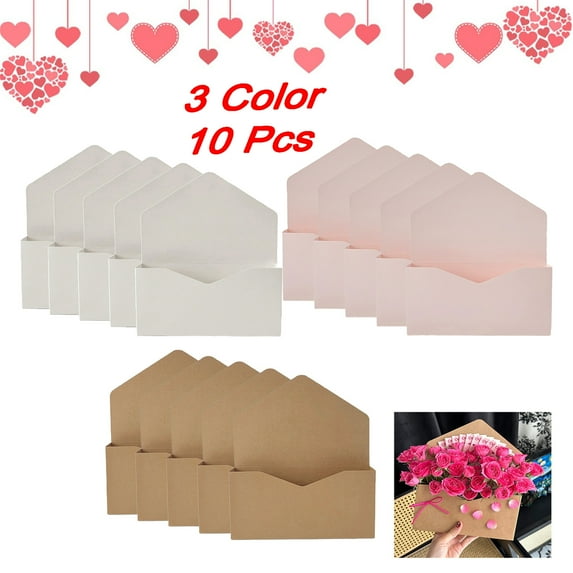KOYPTL 10 Pack Florist Bouquet Envelope Boxes 10.6x8.7" Surprise Envelopes Flower Boxes Paper Wrapping Flower Boxes for Arrangements Wedding Party Birthday Mother's Day Valentines Day Supplies White