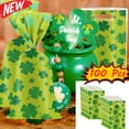 thumbnail image 1 of KOYPTL 100 Pcs St Patricks Day Treat Bags with Handle Green and White Double-side Color Print Lucky Plastic Gift Bags Candy Bags Snacks Bags for Boys Girls Holiday Party Favors Supplies, 1 of 6