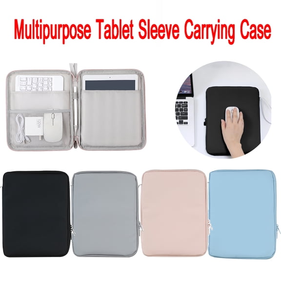 KOYPTL 11 Inch Tablet Sleeve Carrying Case with Handle Padded Protective Travel Bag for 10.9'' Multi Functional Tablet Computer Storage Bag Comes with a Lanyard and Multiple Pockets for Storage Black