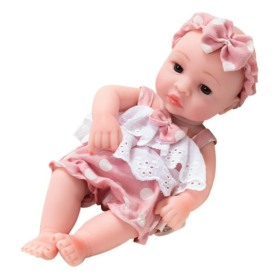 KOYPTL 12 Inch Mini Realistic Baby Doll with Soft Vinyl Body,Reborn Baby Doll Dressed In a Matching Onesie and Hat ,Sleeping Baby Doll Toy Christmas Holiday Gift for Toddlers Boys Girls 3 4 5+