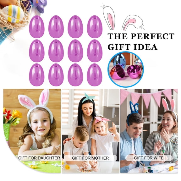 KOYPTL 12 Pcs Fillable Easter Eggs 2.36 Inch Easter Empty Eggs Stands Upright Perfect for Easter Egg Hunt Easter Basket Stuffers Party Favor Company Activities Easter Spring Theme Decorations Purple