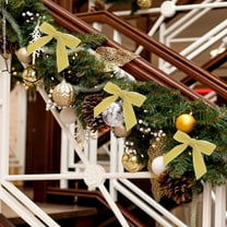 KOYPTL 12 Pcs Velvet Christmas Tree Bow Decoration Christmas Decorations for Xmas Tree Ribbon Bows Christmas Hanging Ornament Wreath Bow Decoration for Fireplace Staircase Home Decor Yellow