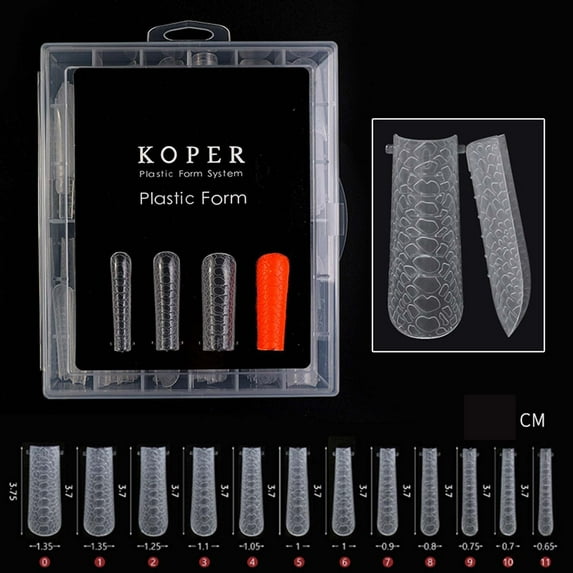 120PCS Clear Snake-patterned Glue on Nails Set Box in 12 Sizes for Women,Almond/Nail Tips Extension Forms Fake Nails,Acrylic Texture Stick on Nails for Office Wedding,Art Design Salon Quality