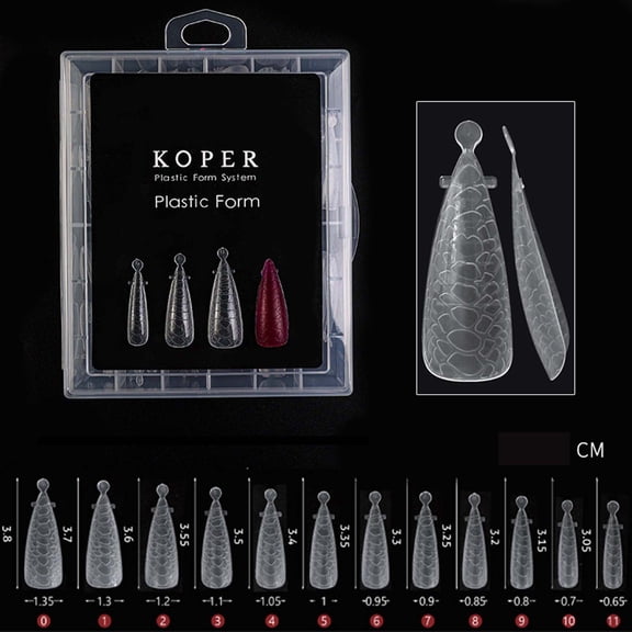 120PCS Clear Snake-patterned Glue on Nails Set Box in 12 Sizes for Women,Almond/Nail Tips Extension Forms Fake Nails,Acrylic Texture Stick on Nails for Office Wedding,Art Design Salon Quality