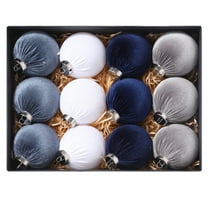 KOYPTL 12PCS 3.15In Fabric-Wrapped Foam Christmas Ball Ornaments Set for Tree,Shatterproof Hanging Bulbs Pendants for Christmas Tree Porch Yard Holiday Decorations for Xmas Birthday Party Supplies