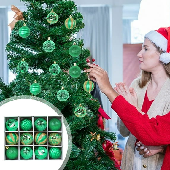 KOYPTL 12Pcs 2.36In Christmas Ball Ornaments Set for Tree,Shatterproof Glittering Hanging Bulbs Pendants for Christmas Tree Porch Lawn Yard Holiday Decorations for Xmas Birthday Home Party Supplies