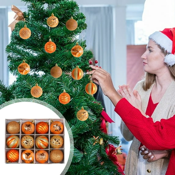 KOYPTL 12Pcs 2.36In Christmas Ball Ornaments Set for Tree,Shatterproof Glittering Hanging Bulbs Pendants for Christmas Tree Porch Lawn Yard Holiday Decorations for Xmas Birthday Home Party Supplies