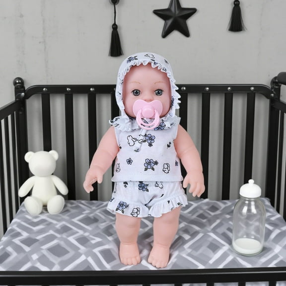 KOYPTL 12inch Reborn Baby Doll Clothes. Baby Doll Soft Outfit Set Can Washable,Baby Doll Accessory Include Hat Top trousers,Doll Clothes Toy Gift For Toddlers Kids Boys Girls 3+(White)