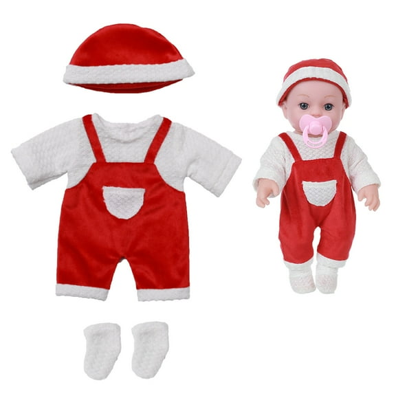 KOYPTL 12inch Reborn Baby Doll Clothes. Baby Doll Soft Outfit Set Can Washable,Baby Doll Accessory Include Hat Top trousers,Doll Clothes Toy Gift For Toddlers Kids Boys Girls 3+(Red)