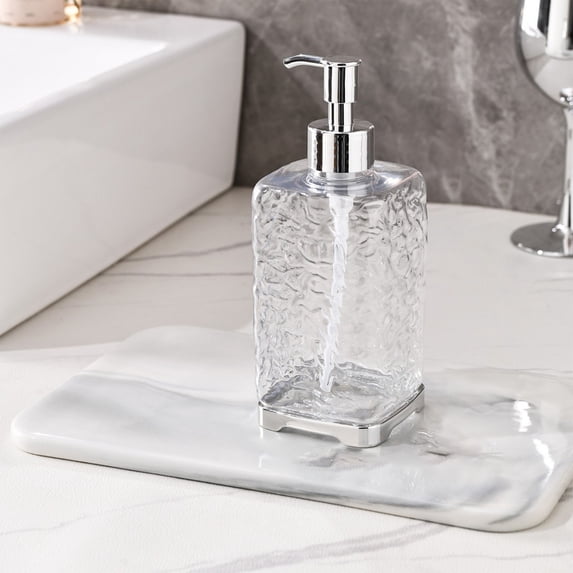 KOYPTL 15 OZ Soap Dispenser with Pump Bathroom Accessory Set Thickened Plastic Hand Soap Dispenser Kitchen Dish Washing Liquid Bottles Refillable Shampoo and Conditioner Bottles with Funnel Clear