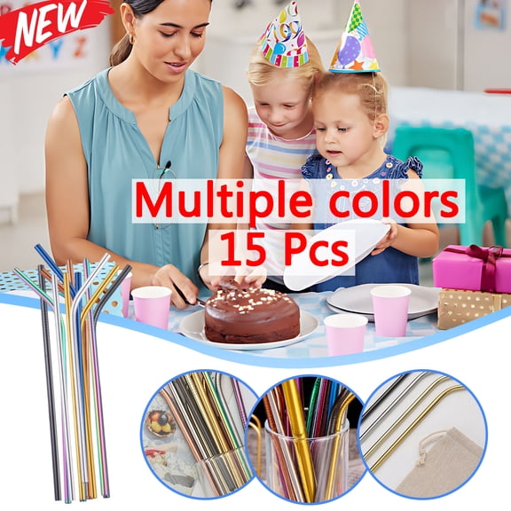KOYPTL 15 Pack Wrinkle Straw Set Include 12 Reusable Colorful Wrinkle 3 Straw Cleaner Brush and Stylish Pouch,Perfect for Smoothies Milkshakes Juice Tea Drinking Straw Bar Tools Kitchen Gadgets