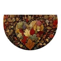 KOYPTL 16*24Inch Fall Decorations Bath Mat Maple Leaf Pumpkin Half Round For Home No Slip Washable Durable And Absorbent,Autumn Rugs Decor For Outdoor Indoor Kitchen Bathroom Laundry Fireplace Porch