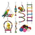 thumbnail image 1 of KOYPTL 16Pcs Swing Hanging Standing Chewing Toy Hammock Climbing Ladder Blocks Bells Set,Cage Decorative Colorful Toys Suitable for Budgerigar,Parakeet,Conure Bird Chicken Boring Playing Soothing Toy, 1 of 6