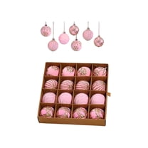 KOYPTL 16pcs 2.36In Velvet Christmas Ornaments Set,Shatterproof Flocked Christmas Tree Porch Lawn Yard Ornaments Hanging Assortment for Xmas Tree Holiday Party Home Decor