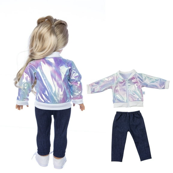 KOYPTL 18 Inch Winter baby Doll Clothes Set for Girls doll,Cute Smart Doll Outfits and Accessories Kit Include Pants and Coat,Christmas Birthday best gift for kids 3+ years old