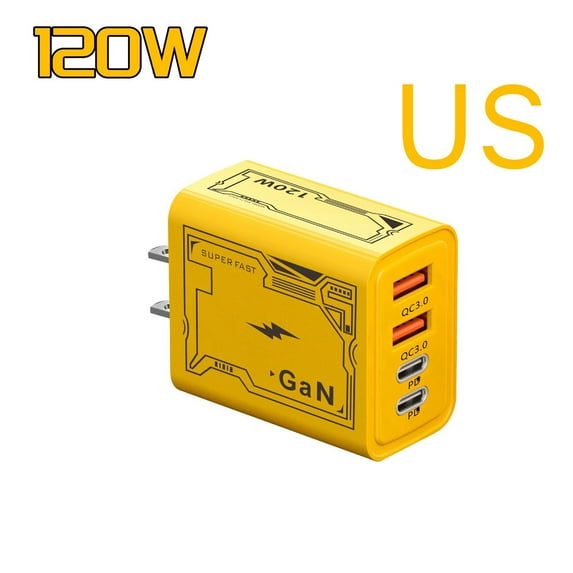 KOYPTL 2 in 1 GaN Charger,120w Max Type C Charger fast Charging Module with 2 Type-C and 2 USB Ports,All in One Charging Adapter US Wall Plug for iPhone,Phone and Laptops Tablets