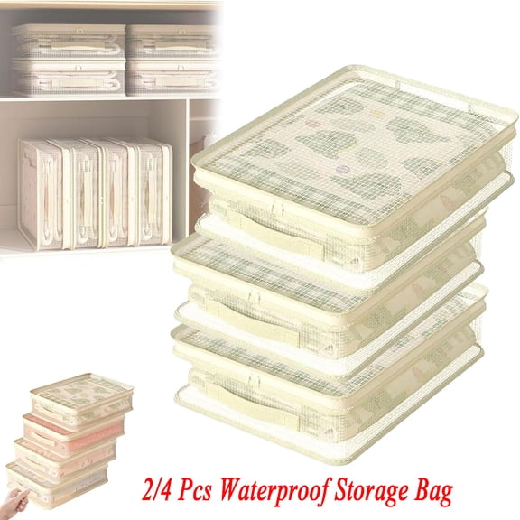 KOYPTL 2/4 Pcs Transparent PVC Storage Bag Waterproof Foldable Organizer with Double Zipper & Breathable Mesh for Clothes Bedding Underbed/Closet Bedroom Storage Container(30*40cm)