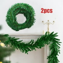 KOYPTL 2 Pack Christmas Artificial Pine Garlands Totally 33Ft Greenary Garland with Bendable Metal Wire for Holiday Party Mantle Fireplace Front Door Home Decor Christmas Decorations Indoor Outdoor