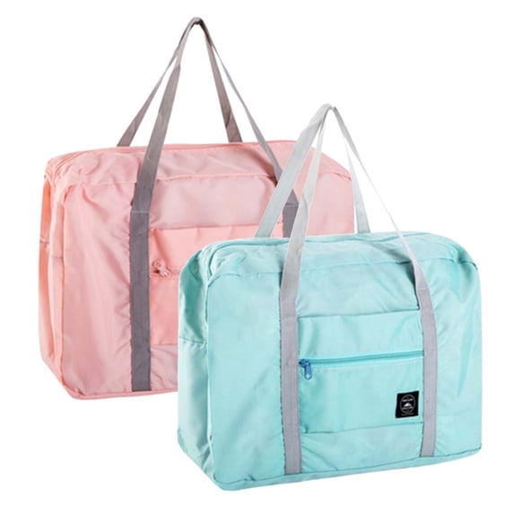 KOYPTL 2 Pack Foldable Travel Bag,Waterproof Travel Duffel Bag,Women Ladies Man large Canvas Durable Weekender Bag Luggage Sport Overnight Carry-on Tote Duffel in Trolley Handle 18.11x12.2x5.71In