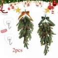 thumbnail image 1 of KOYPTL 2 Pcs Christmas Artificial Hanging Plants Decorations Outdoor 27 Inch Pine Branches with Cones and Bow Greenery Fake Garland for Front Door Window Indoor Xmas Home Decor, 1 of 7