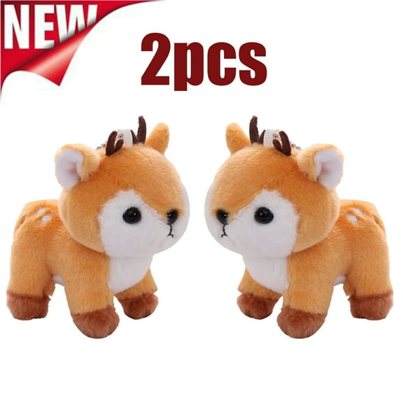 KOYPTL 2 Pcs Christmas Decorations Reindeer Plushs Toys,Forest Animals Doll Deer Baby Toys for Home Party Indoor Decor Classroom Prizes Birthday Baby Shower Gift Christmas Stocking Stuffers(Khaki)