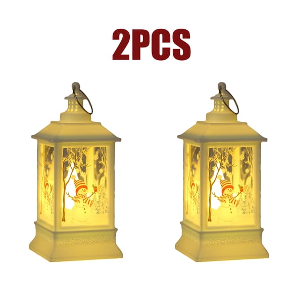KOYPTL 2 Pcs Christmas Snow Globe Lanterns,Glowing Mini LED Lanterns With Santa Snowman Xmas Tree Battery Operated Christmas Hanging Lanterns for Tree Home Decor Outdoor and Indoor Xmas Decor