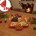 thumbnail image 1 of KOYPTL 2 Pcs Christmas Tree Shape Snack Platter with 3 Compartments Divided Serving Trays Plastic Food Storage Containers for Christmas Holiday Party Supplies Candy Dish Fruit Nuts Desserts Container, 1 of 6