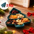 thumbnail image 1 of KOYPTL 2 Pcs Christmas Tree Shape Snack Platter with 3 Compartments Divided Serving Trays Plastic Food Storage Containers for Christmas Holiday Party Supplies Candy Dish Fruit Nuts Desserts Container, 1 of 6