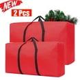 thumbnail image 1 of KOYPTL 2 Pcs Christmas Tree Storage Bag 20+30 Inch Large Capacity Christmas Storage Container with Durable Reinforced Handles& Zipper Waterproof Xmas Storage Box Red, 1 of 5