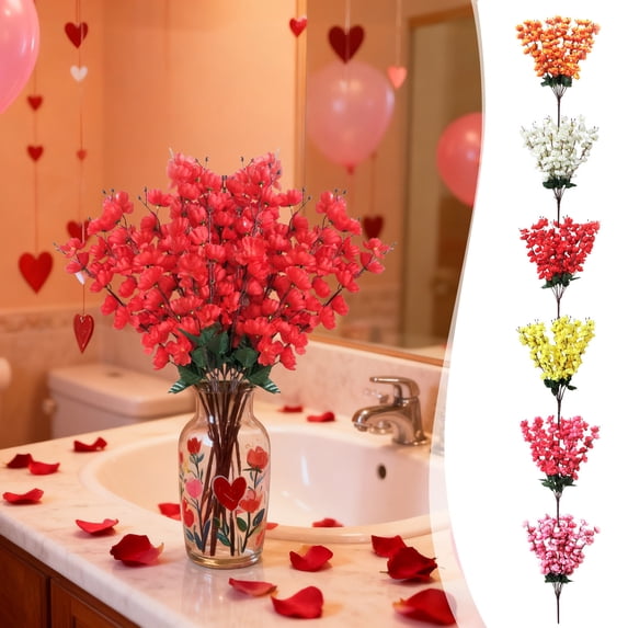 KOYPTL 2 Pcs Pink Cherry Blossom Branches for Home Decor Artificial Flowers for All Season Romantic Valentines Day Bouquets Decoration for Desktop Wedding Yard Decor Gifts for Women Party Supplies