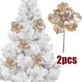 thumbnail image 1 of KOYPTL 2 Pcs Poinsettia Artificial Christmas Flower Decorations,Gold Glitter Long Stem Fake Flowers Ornaments Set for Vase Table Centerpiece Home Indoor Christmas Tree Decor,Xmas Table Decoration, 1 of 7
