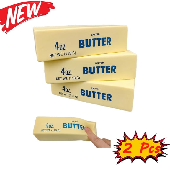 KOYPTL 2 Pcs Squeeze Butter Toy PU Material Butter Stick Slow Rising Squeeze Food Toy for Office School Anxiety Relieving and Decompression Fidget Toys Birthday Party Favor Gifts for Boys Girls ADHD