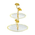 thumbnail image 1 of KOYPTL 2-Tier Serving Tray with Elegant Floral Gold Trim Plastic Tiered Tray Cupcake Tower Serving Stand Display Dessert Cookies Candy Holders Fruit Supply Plates for Parties Weddings Baby Showers, 1 of 6