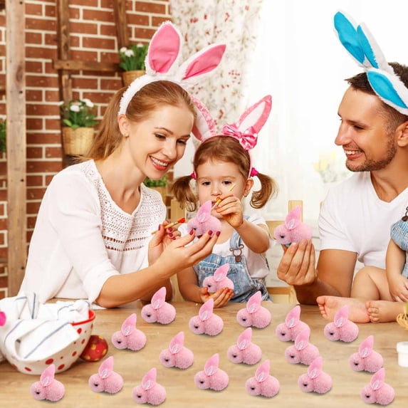 KOYPTL 20 Pcs Mini Plush Easter Bunny Animals Figurines, Miniature Stuffed Rabbit Toys, Soft Tiny Stuffed Animals Easter Bunnies Plush Rabbit for Easter Basket Stuffers, DIY Hair Clips