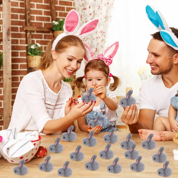 KOYPTL 20 Pcs Mini Plush Easter Bunny Animals Figurines, Miniature Stuffed Rabbit Toys, Soft Tiny Stuffed Animals Easter Bunnies Plush Rabbit for Easter Basket Stuffers, DIY Hair Clips