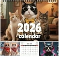 thumbnail image 1 of KOYPTL 2026 Funny Cats Wall Calendar,12 Months Hanging Monthly Calendar 11" x 8" Open with Thick Paper Lined Notes To Do Area Simulation Images for Home Office Classroom Decorations Holiday Supplies, 1 of 2