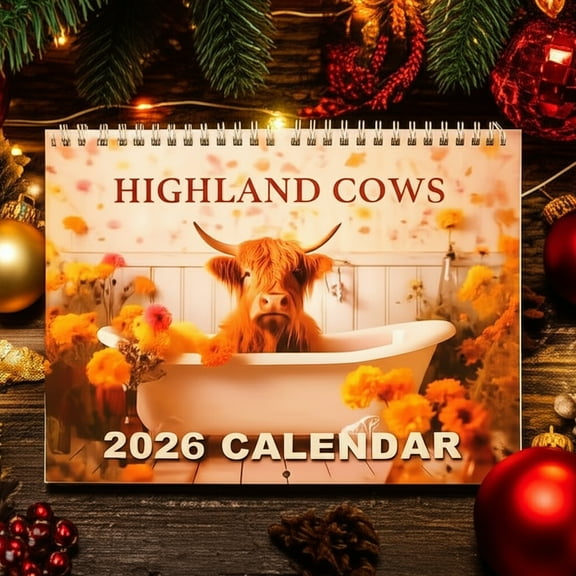 KOYPTL 2026 Highland Cows Calendar,Wildlife Scottish Cow Wall Calendar Monthsly Planner,12 Months Thick Paper Hanging Calendar Gift for Home Office Classroom Decorations/Organizing/Planning 8"x11"
