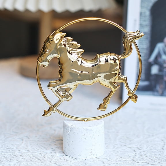 KOYPTL 2026 New Year Horse Figurine for Home Decor Metal Animal Sculpture Table Decorations for Bookshelf Desk Fireplace Decor New Year Gifts for Women Men Family Friends Holiday Party Supplies