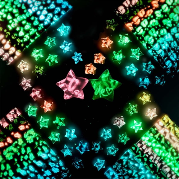 KOYPTL 210 Sheets Valentine's Glows in the Dark Origami Stars Paper Gift for Girls Boys Birthday Christmas,10 Colors DIY Folding Paper Strips for Bedroom Desktop Decoration (Stars)