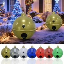 KOYPTL 24 Inch Giant Christmas PVC Inflatable Decorated Ball,Big Christmas Jingle Bells Ornaments for Outdoor Yard Pool Xmas Tree Home Garden,Large Blow Ball Decorations for Christmas Holiday Winter