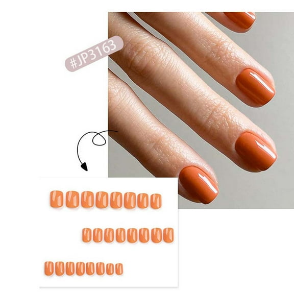24 Tablets Classic Solid Color Glue on Nails Set for Women Girl,Short Square Fake Nails Acrylic Shine Glossy Press on Nails for Office Daily Wedding,Full Nail Wrap Gift for Valentine's Holiday