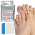 thumbnail image 1 of 24PCS Chrome Press on Toenails for Women,Cat Eye Fake Toe Stick on Toe Nail with Sticky Tabs,12 Size Acrylic Short Square Toes Nail Kit Full Cover Glossy Shiny Colorful Fashion Foot Nails Gift, 1 of 3