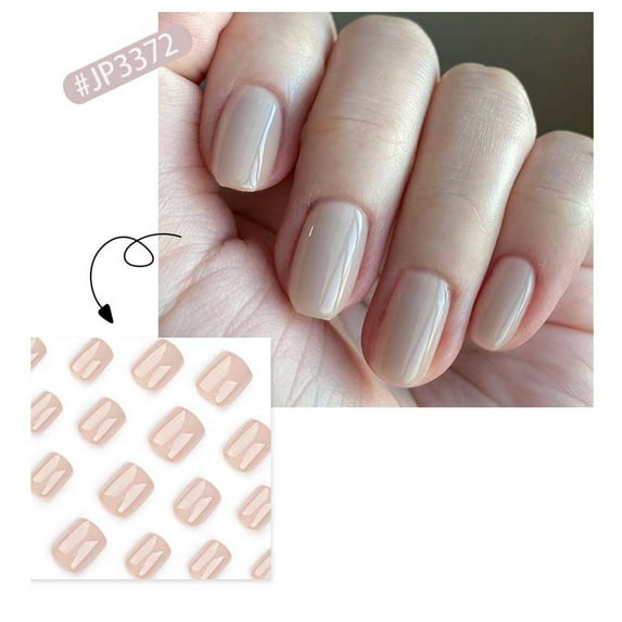 24PCS Gray Pink French Classic Glue on Nails Set for Women Girls,Short Square Fake Nails Acrylic Shine Glossy Stick on Nails for Office Daily Wedding,Full Nail Wrap Gift for Valentine Holiday