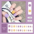 thumbnail image 1 of 24PCS Purple French Glue on Nails Set for Women Girls,Short Square Paint Heart Fake Nails Acrylic Shine Glossy Stick on Nails for Office Daily Wedding,Full Nail Wrap Gift for Valentine Holiday, 1 of 4