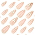 thumbnail image 1 of 24Pcs Artificial Nude Press On Nails for Women Girls,Medium/Long Almond Glue on Nails with Golden 3D Ripple,Reusable French Acrylic Full Cover Fake Nails for Beach Manicure Presents Daily Wear, 1 of 7