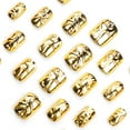 thumbnail image 1 of 24Pcs Artificial Press On Nails for Women Girls,Short Square Glue on Nails with Golden 3D Ripple Design,Reusable French Acrylic Full Cover Fake Nails for Beach Manicure Presents Daily Wear, 1 of 8