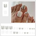 thumbnail image 1 of 24pcs White French Press on Toenails,Short Square Summer Fake Nails,Glossy Wearable Nail Tips,Acrylic Glossy Full Cover Glue on Toenails False Toenails for Women Girls Beach Manicure Gifts, 1 of 7