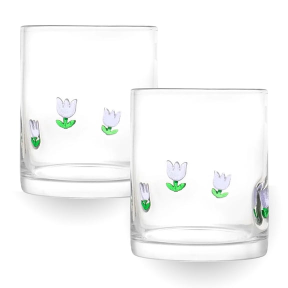 KOYPTL 2PCS Cartoon Icon Juice Glasses,Easter Bunny Egg Carrot Pattern Stemless Glass Juice Cups Cocktail Glasses Drinking Glasses for Women Sister Friends Party Wedding Birthday Party Supplies 12oz