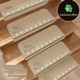 thumbnail image 1 of KOYPTL 2Pcs Non Slip Glowing Stair Treads 9"x22" for Wooden Steps Indoor,Absorbsent Carpet Stair Runners Rugs with Adhesive Backing,Staircase Step Covers Mats for Elders Toddlers Dogs Washable Beige, 1 of 7
