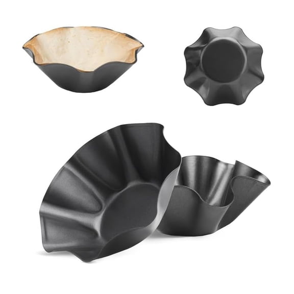 KOYPTL 2Pcs Taco Shell Maker Nonstick,Heavy-Duty Carbon Steel Tortilla Maker Bakeware for Mexican Cuisine,Shell Pan Baking Molds Tostada,Wave Edge Salad Bowl Molds for Serving Snacks and Salads 6"&8"